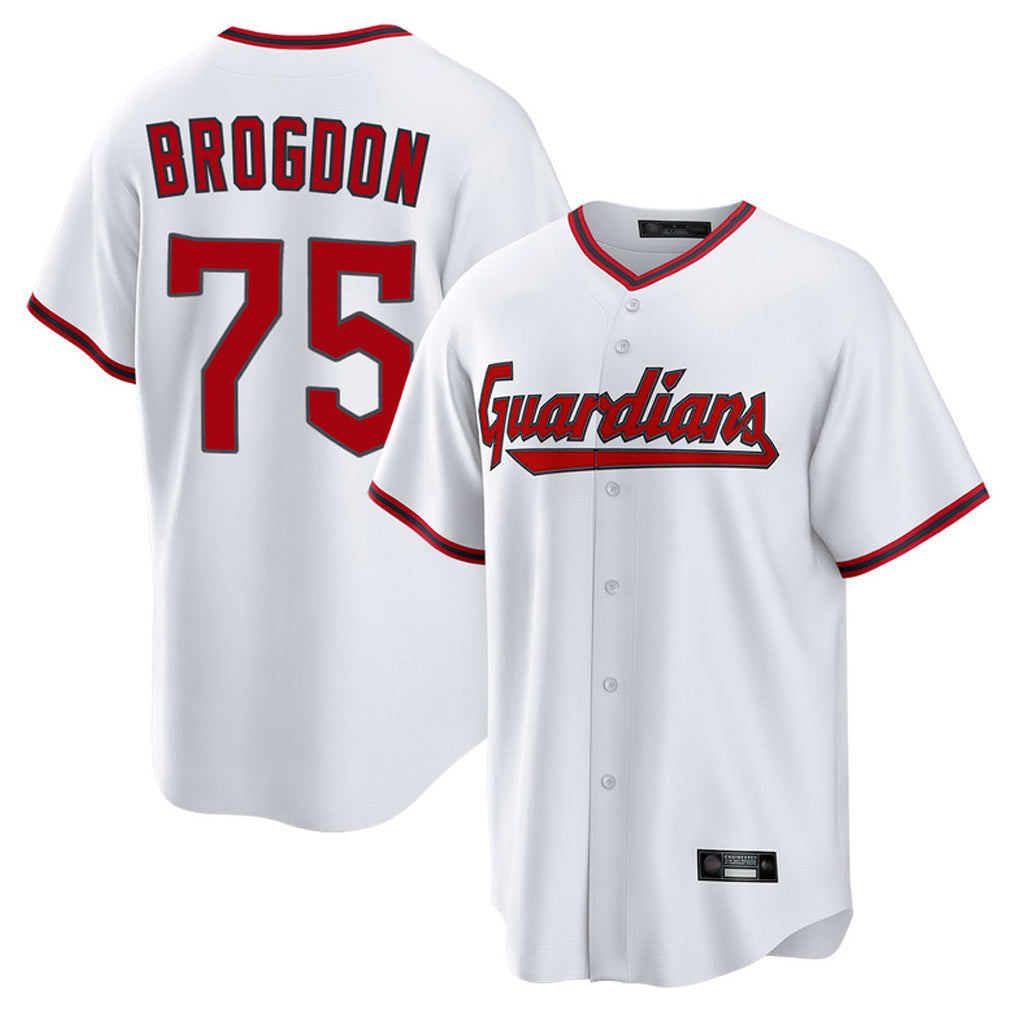 Silnrao C.Guardians #75 Connor Brogdon Player White Game Home Stitched Jerseys
