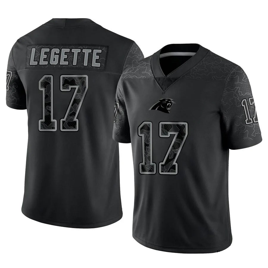Silnrao C.Panthers #17 Xavier Legette Player Black REFLECTIVE Limited Stitched Jerseys