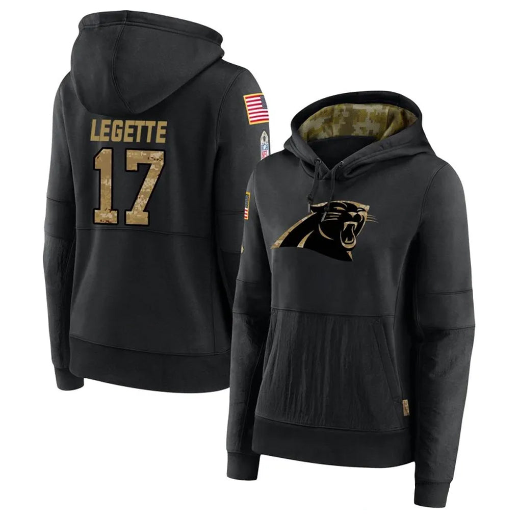 Silnrao C.Panthers #17 Xavier Legette Player Black Salute to Service HoodiesStitched  Jerseys
