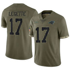 Silnrao C.Panthers #17 Xavier Legette Player Salute To Service Olive Stitched Jerseys