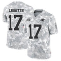 Silnrao C.Panthers #17 Xavier Legette Player Salute to Service Limited Arctic Camo Stitched Jerseys