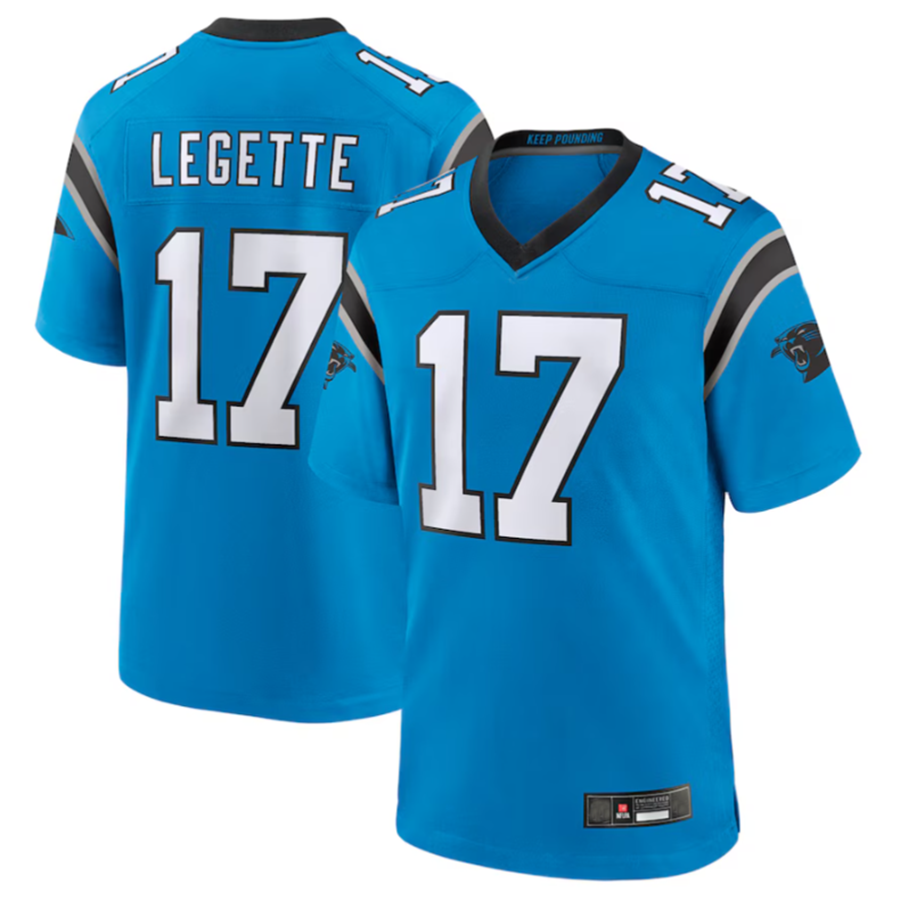 Silnrao C.Panthers #17 Xavier Legette Blue Player Jersey American Stitched Game Jerseys
