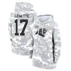 Silnrao C.Panthers #17 Xavier Legette Player Arctic Camo Salute to Service Hoodies Stitched Jerseys