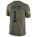Silnrao C.Panthers #1 Cam Newton Player Olive Salute to Service Limited Stitched Jerseys
