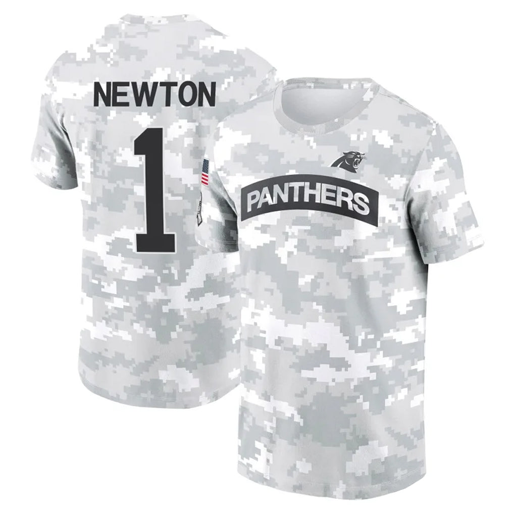 Silnrao C.Panthers #1 Cam Newton Player Salute to Service Hoodies & T-Shirts Stitched Jerseys