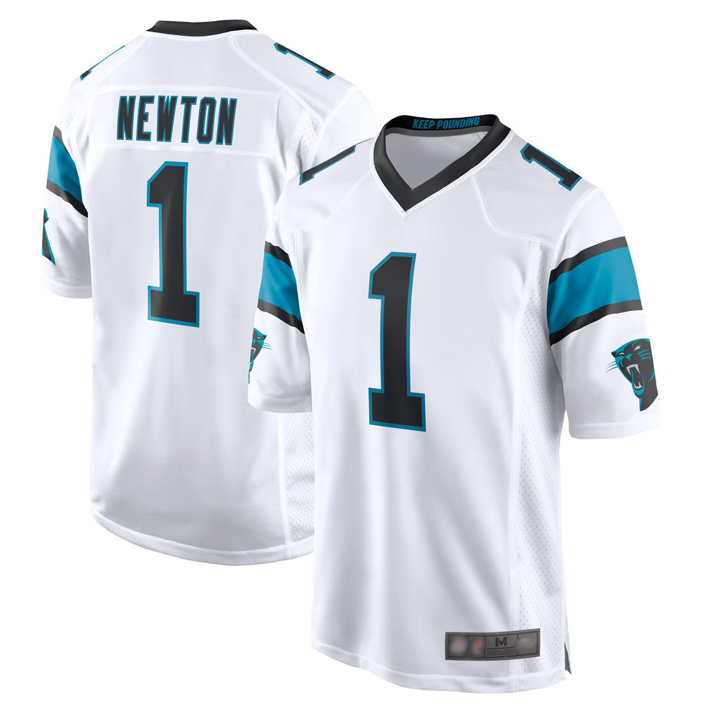 Silnrao C.Panthers #1 Cam Newton Player White Home Game Stitched Jerseys