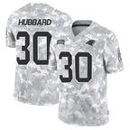 Silnrao C.Panthers #30 Chuba Hubbard Player Arctic Camo Salute to Service Limited  Jerseys