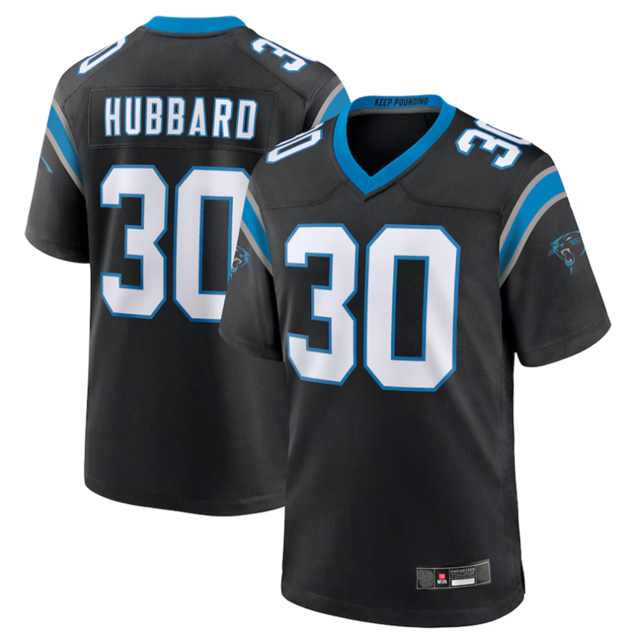 Silnrao C.Panthers #30 Chuba Hubbard Player Black Team Game Stitched Jerseys