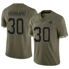 Silnrao C.Panthers #30 Chuba Hubbard Player Salute To Service Olive Stitched Jerseys