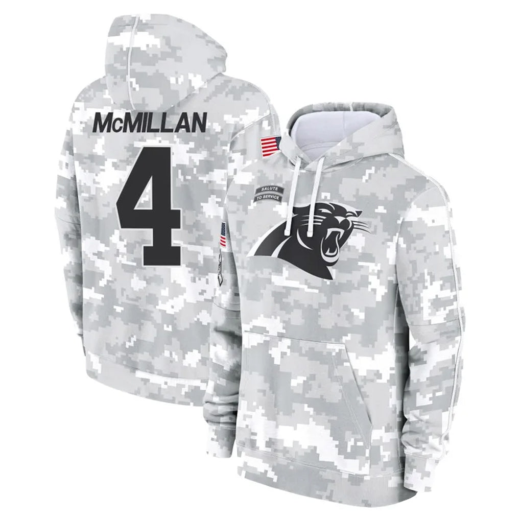 Silnrao C.Panthers C.Panthers #4 Tetairoa McMillan Player Arctic Camo Salute to Service Limited Hoodies Stitched Jerseys