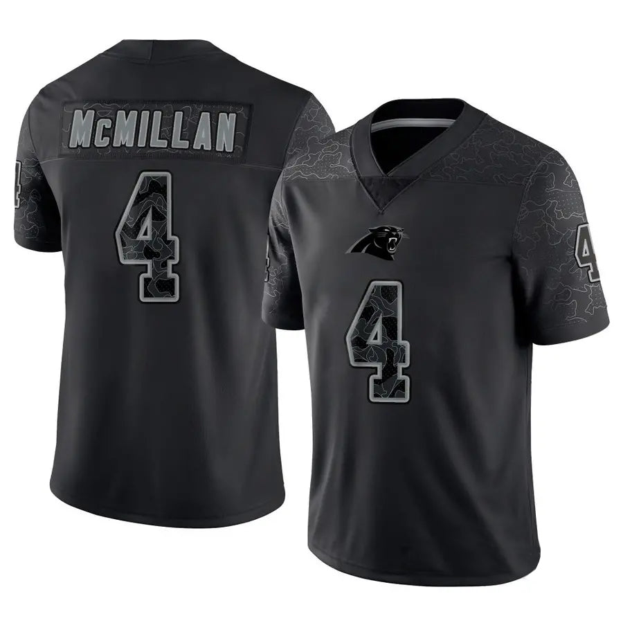 Silnrao C.Panthers #4 Tetairoa McMillan Player Black REFLECTIVE Limited Stitched Jerseys