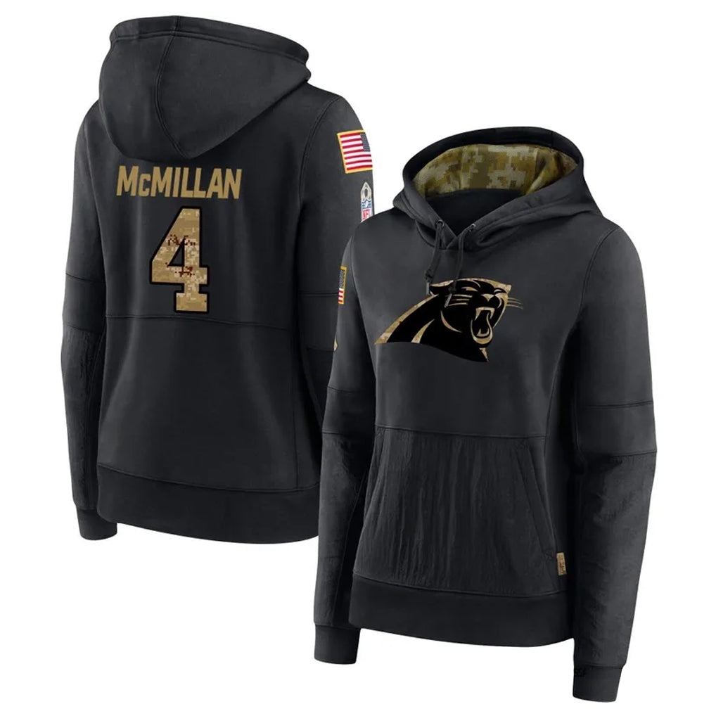 Silnrao C.Panthers #4 Tetairoa McMillan Player Black Salute to Service Hoodies Stitched Jerseys
