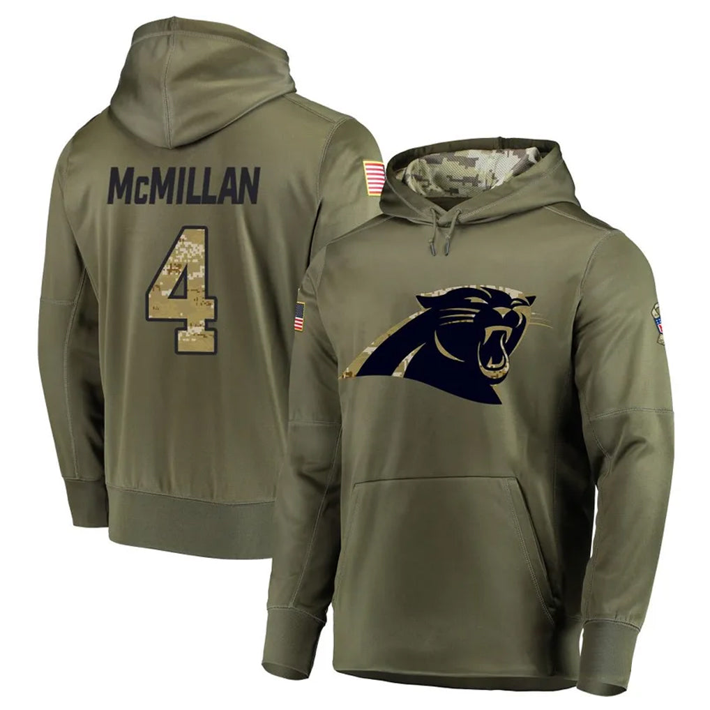 Silnrao C.Panthers #4 Tetairoa McMillan Player Olive Salute to Service Limited Hoodies Stitched Jerseys