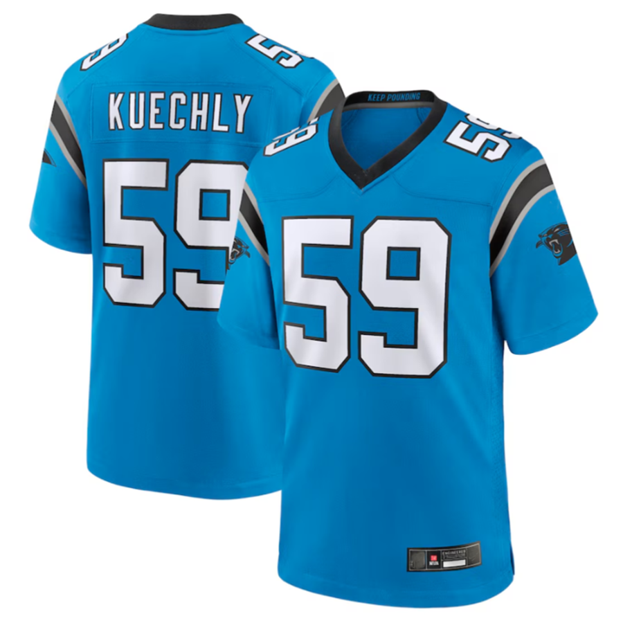 Silnrao C.Panthers #59 Luke Kuechly Blue Retired Player Game Jersey Stitched American Stitched Jerseys