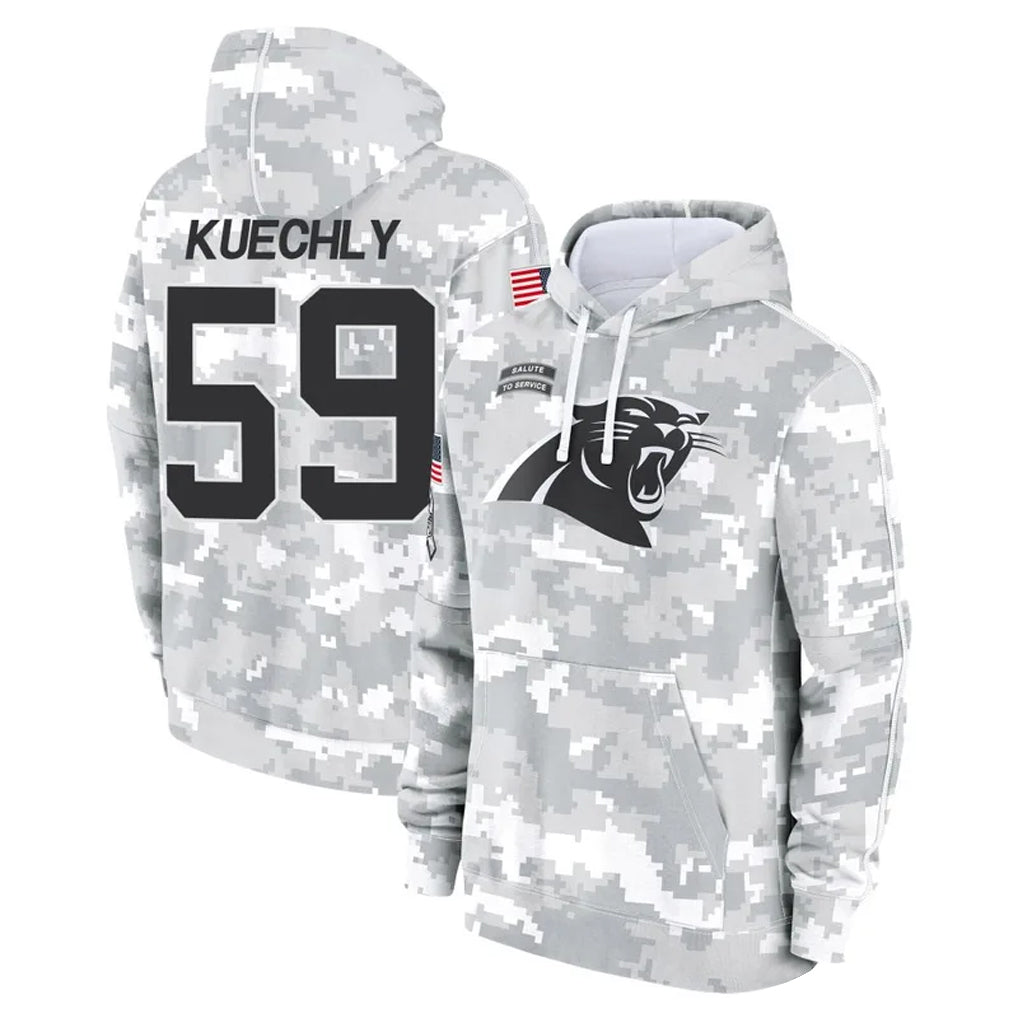 Silnrao C.Panthers #59 Luke Kuechly Player Arctic Camo Salute to Service Hoodies Stitched Jerseys