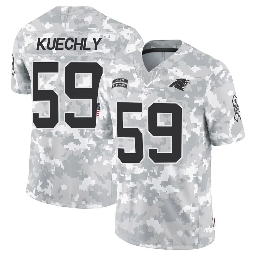 Silnrao C.Panthers #59 Luke Kuechly Player Arctic Camo Salute to Service Limited Stitched Jerseys