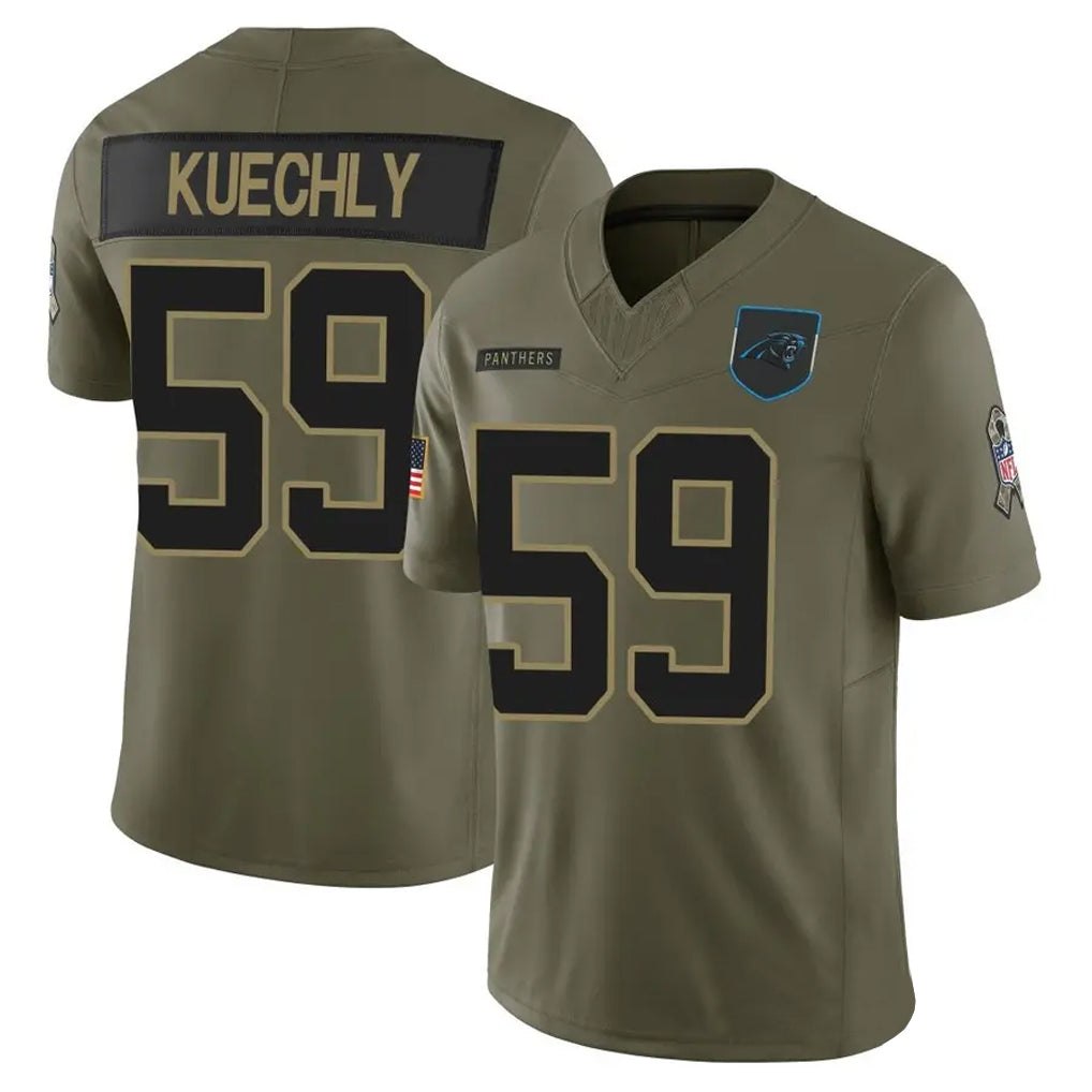 Silnrao C.Panthers #59 Luke Kuechly Player Olive Salute To Service Limited Stitched Jerseys