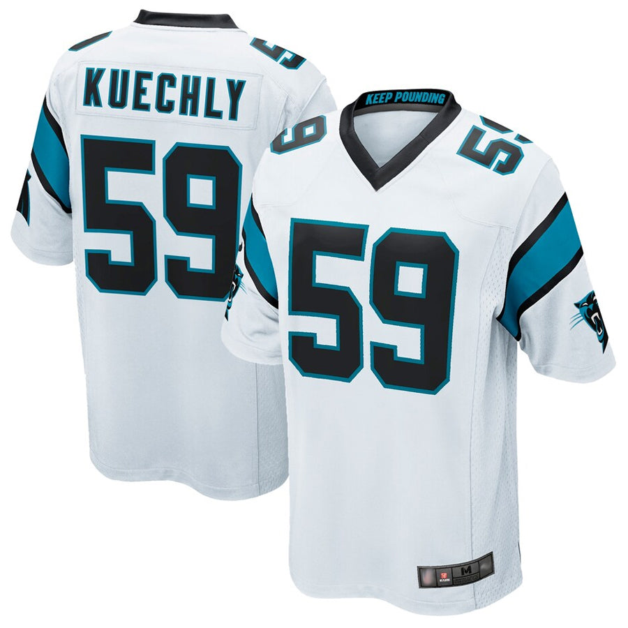 Silnrao C.Panthers #59 Luke Kuechly Player White Home Game Stitched Jerseys