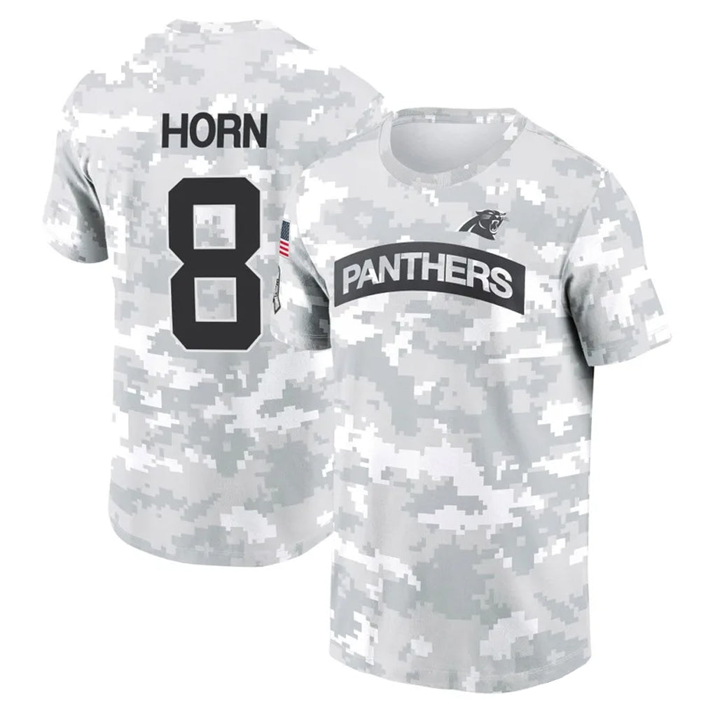 Silnrao C.Panthers #8 Jaycee Horn Player Salute to Service Hoodies & T-Shirts Stitched Jerseys