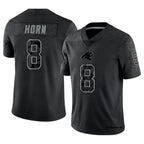Silnrao C.Panthers #8 Jaycee Horn Player Black RFLCTV Limited Stitched Jerseys