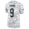 Silnrao C.Panthers #9 Bryce Young Arctic Camo 2024 Salute to Service Limited Stitched Jerseys