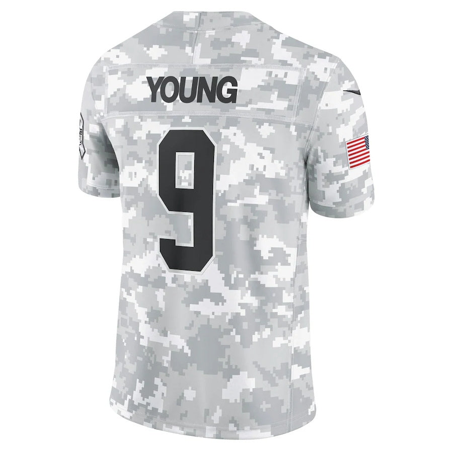 Silnrao C.Panthers #9 Bryce Young Arctic Camo 2024 Salute to Service Limited Stitched Jerseys