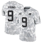 Silnrao C.Panthers #9 Bryce Young Player Arctic Camo Salute to Service Limited Stitched Jerseys