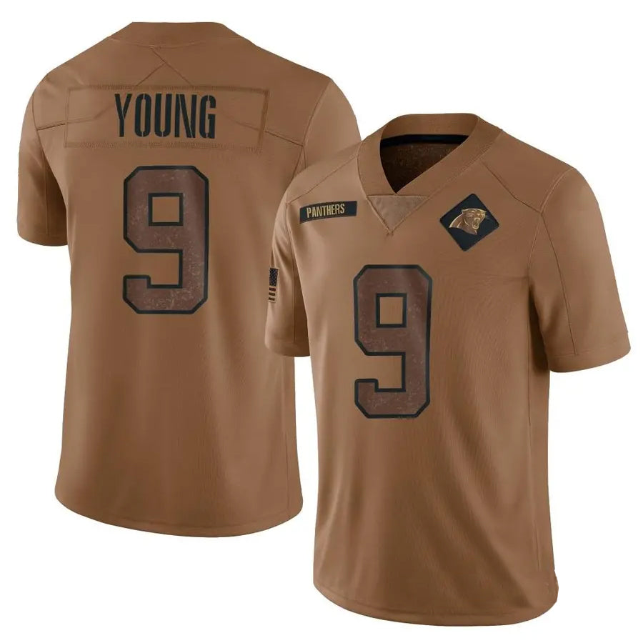 Silnrao C.Panthers #9 Bryce Young Player Brown Salute To Service Limited Stitched  Jerseys