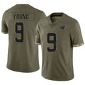 Silnrao C.Panthers #9 Bryce Young Player Salute To Service Olive Stitched Jerseys