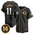 Silnrao C.Reds #11 Barry Larkin Player Black-Gold Vapor Premier Limited Home Stitched Jerseys