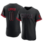 Silnrao C.Reds #11 Barry Larkin Player Black City Connect Limited Elite Home Stitched Jerseys