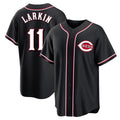 Silnrao C.Reds #11 Barry Larkin Player Black Fashion Out Home Game Stitched Jerseys