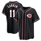 Silnrao C.Reds #11 Barry Larkin Player Black Fashion Out Home Game Stitched Jerseys