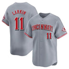 Silnrao C.Reds #11 Barry Larkin Player Gray Home Limited Stitched Jerseys