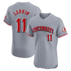 Silnrao C.Reds #11 Barry Larkin Player Gray Limited Elite Home Stitched Jerseys