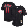 Silnrao C.Reds #11 Barry Larkin Player Mitchell & Ness Black Throwback Cooperstown Mesh Game Stitched Jerseys