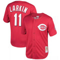 Silnrao C.Reds #11 Barry Larkin Player Mitchell & Ness Red Throwback Cooperstown Mesh Game Stitched Jerseys