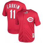 Silnrao C.Reds #11 Barry Larkin Player Mitchell & Ness Red Throwback Cooperstown Mesh Game Stitched Jerseys