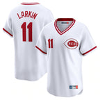 Silnrao C.Reds #11 Barry Larkin Player White Cooperstown Collection Limited T-shirt Home Stitched Jerseys