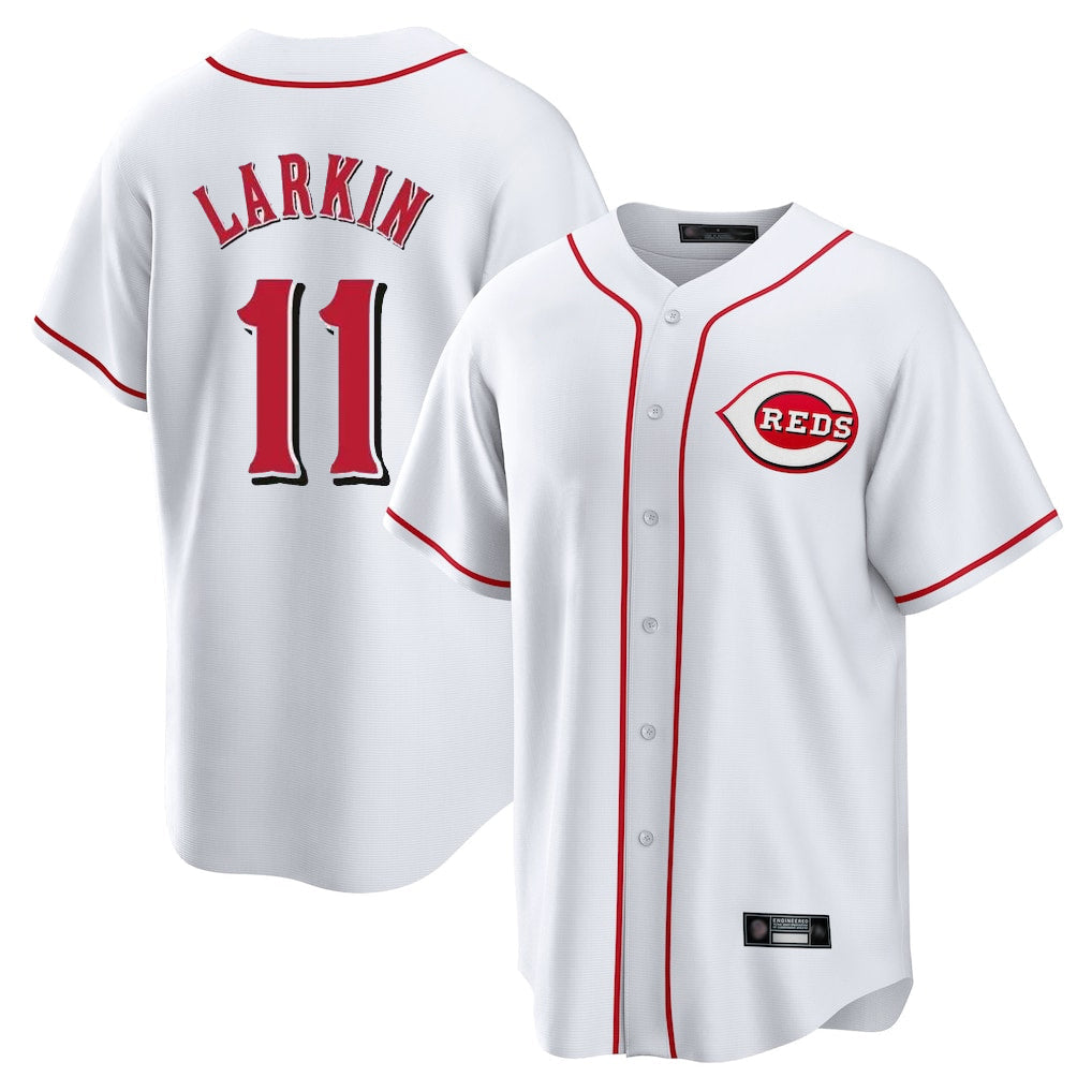 Silnrao C.Reds #11 Barry Larkin Player White Game Home Stitched Jerseys