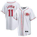 Silnrao C.Reds #11 Barry Larkin Player White Game Home Stitched Jerseys