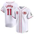 Silnrao C.Reds #11 Barry Larkin Player White Home Limited Stitched Jerseys