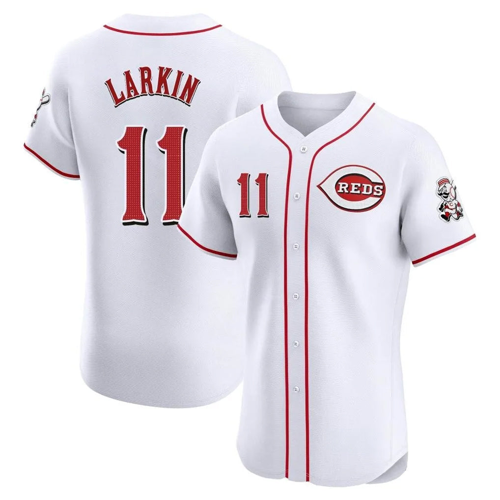 Silnrao C.Reds #11 Barry Larkin Player White Limited Elite Home Stitched Jerseys