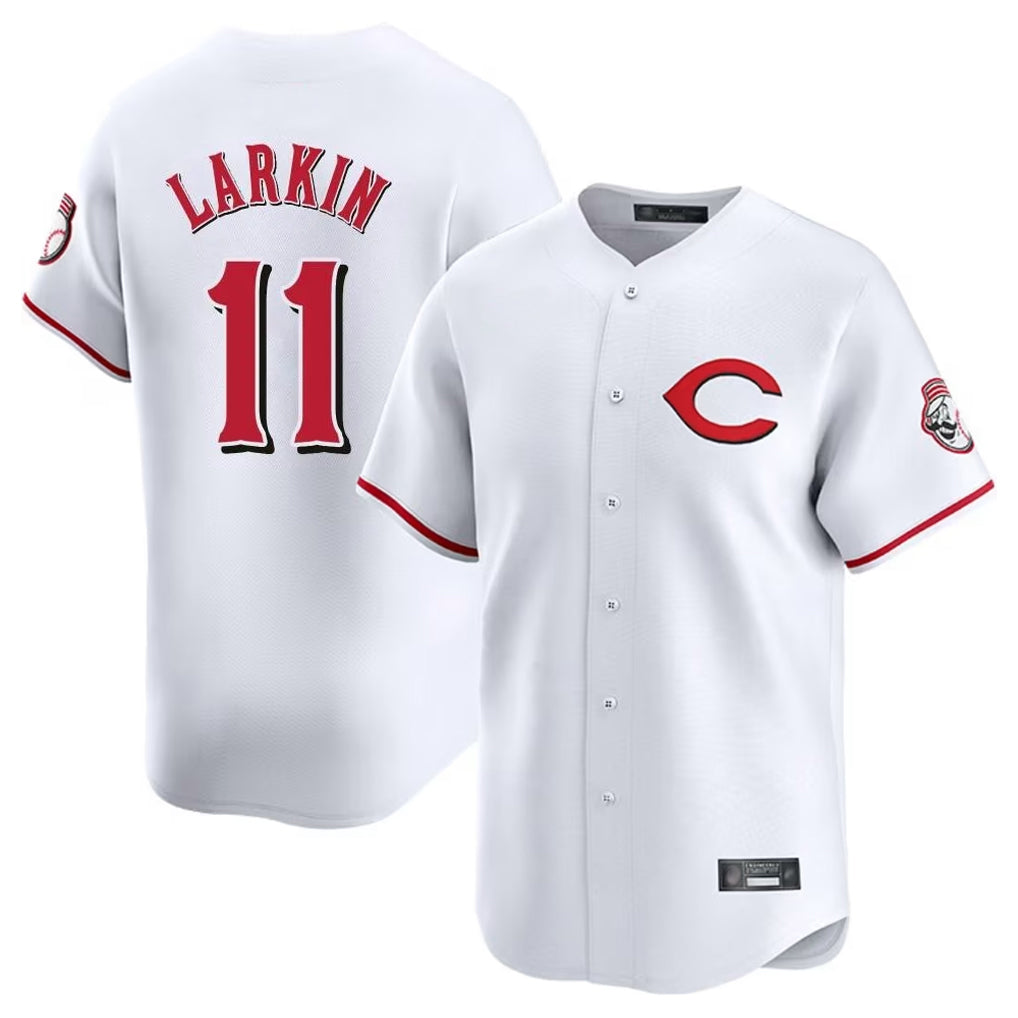 Silnrao C.Reds #11 Barry Larkin Player White Limited Home Stitched Jerseys