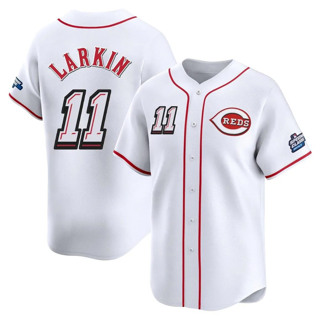 Silnrao C.Reds #11 Barry Larkin Player White Speedway Classic Home Limited Stitched Jerseys