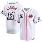 Silnrao C.Reds #11 Barry Larkin Player White Speedway Classic Home Limited Stitched Jerseys