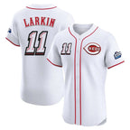 Silnrao C.Reds #11 Barry Larkin Player White Speedway Classic Limited Elite Home Stitched Jerseys