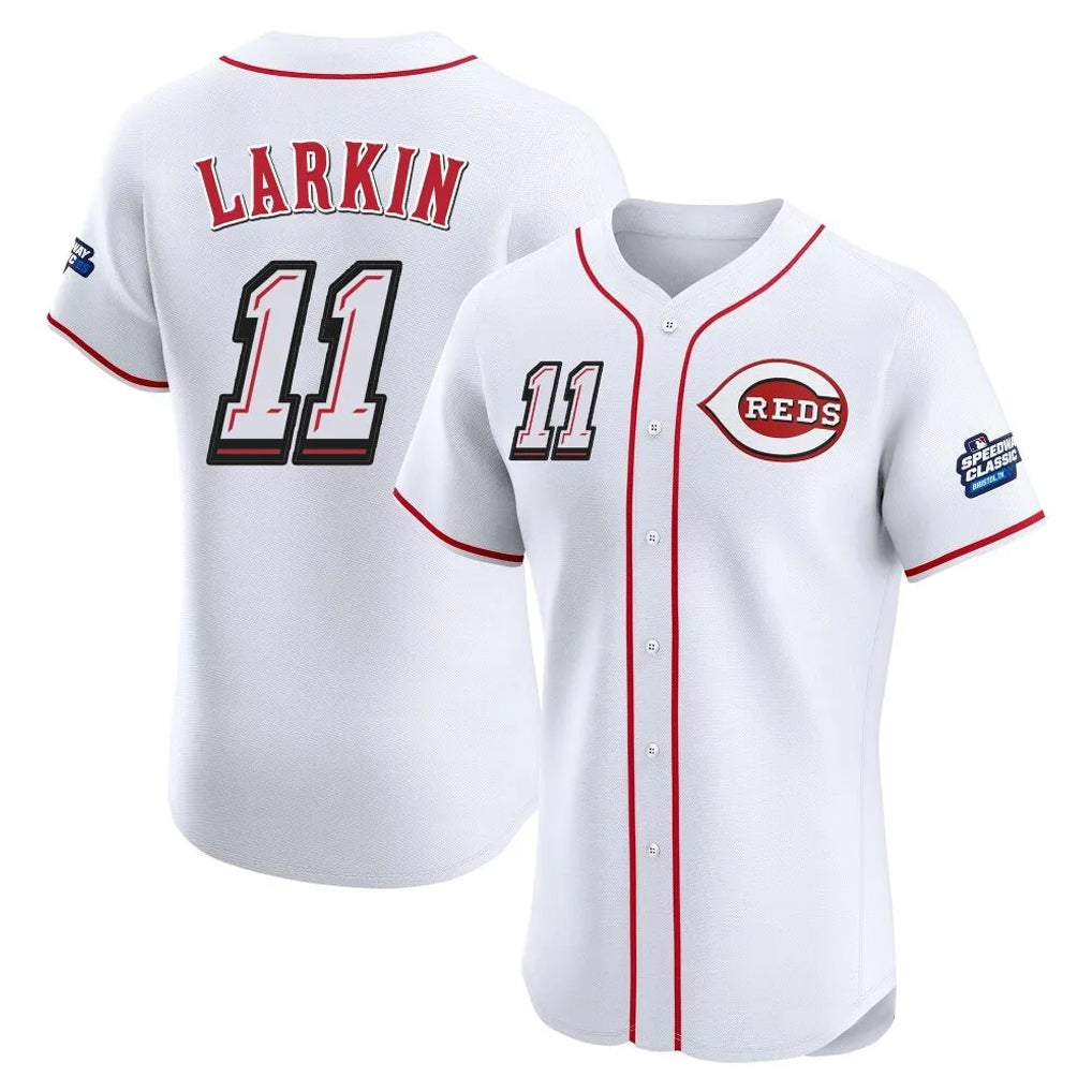 Silnrao C.Reds #11 Barry Larkin Player White Speedway Classic Limited Elite Home Stitched Jerseys