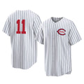 Silnrao C.Reds #11 Barry Larkin Player White Stripe Field of Dreams Game Home Stitched Jerseys