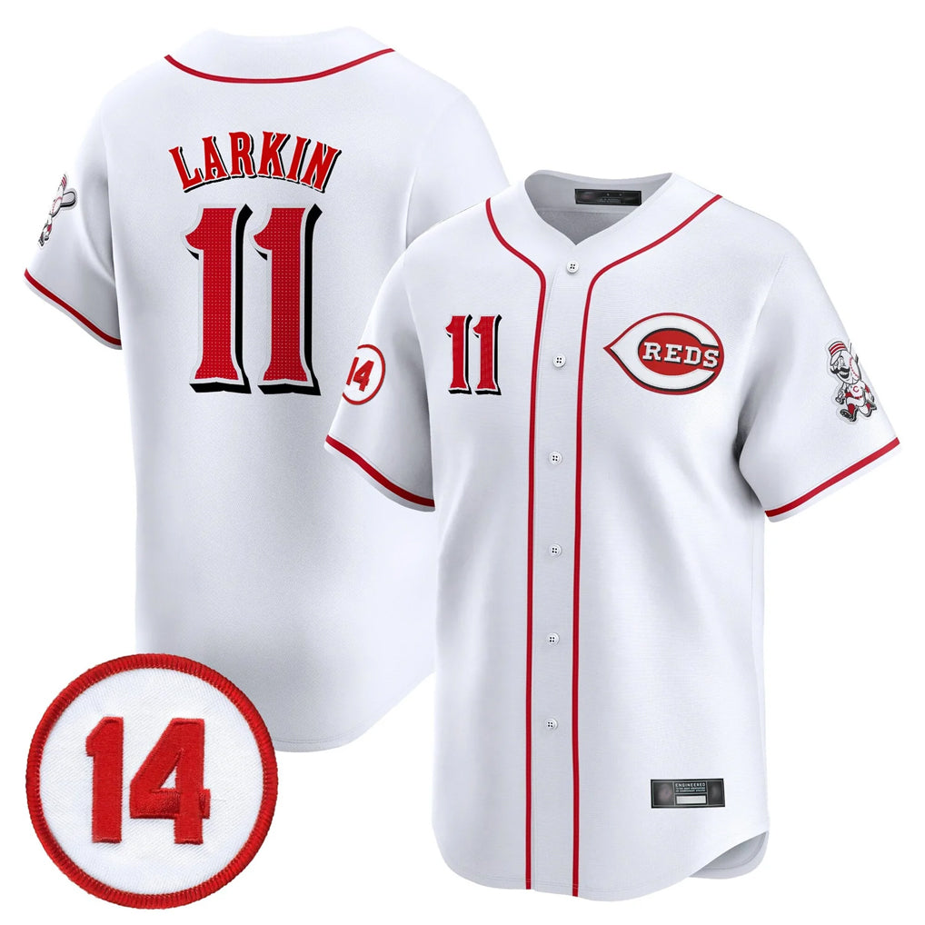 Silnrao C.Reds #11 Barry Larkin Player White Vapor Premier Limited Home Stitched Jerseys